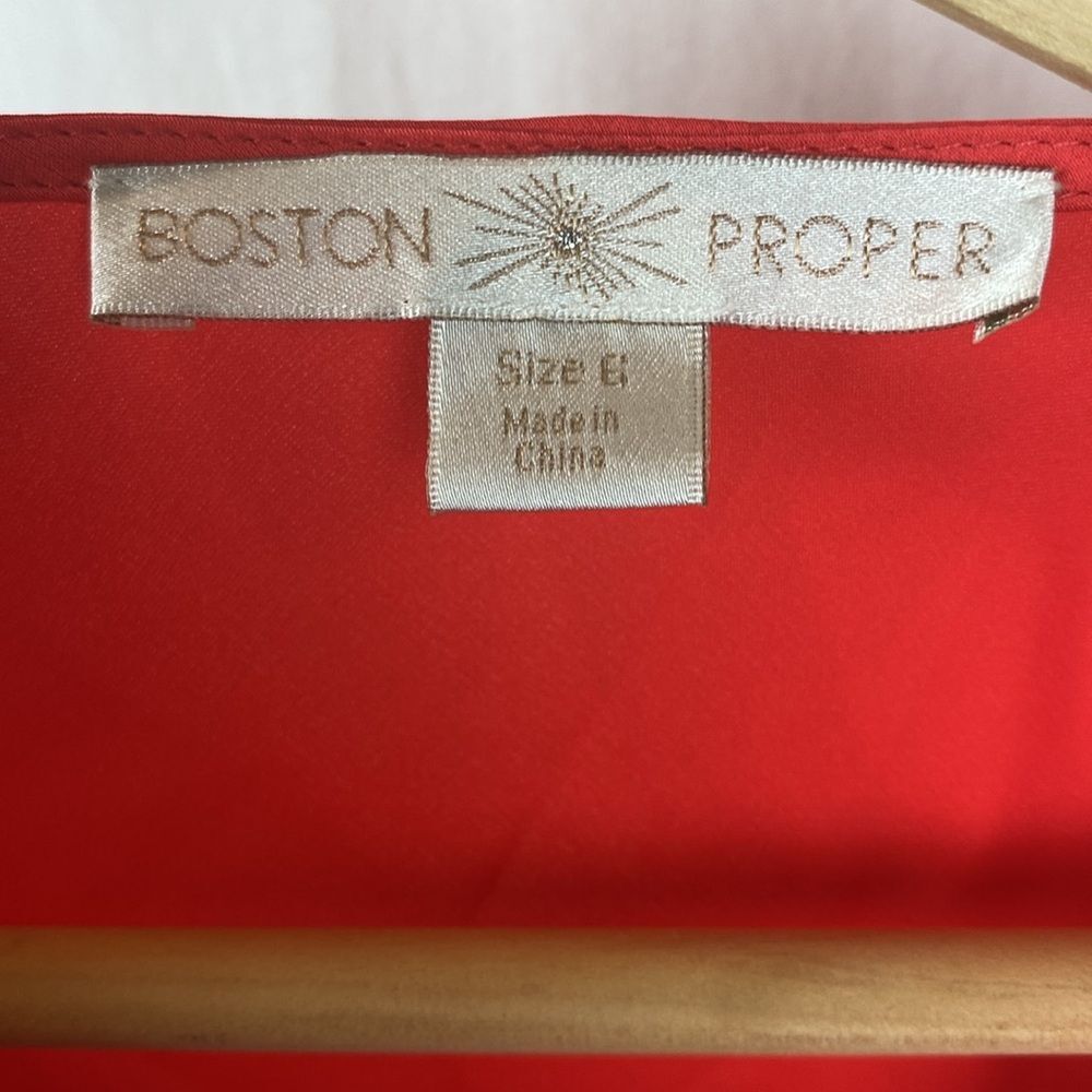 Boston Proper Red Sleeveless Fringe Accent Drape Bodice Blouse Top 6 - Picture 5 of 5